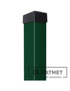 Słupek 60x40x1,2 H 2200 ocynk+kolor zielony ral6005+kapturek  Siatmet - 1